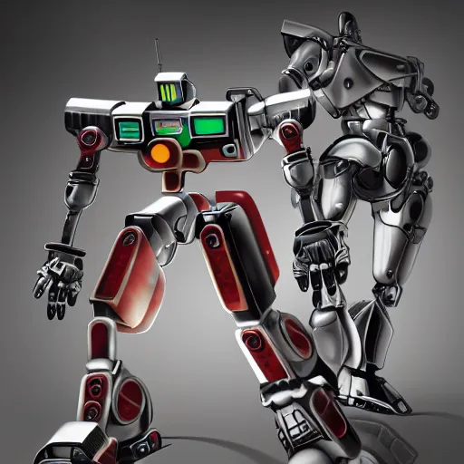 Prompt: chrome industrial robots covered with circuits, gundam wing broken pieces, dark background, photorealistic image