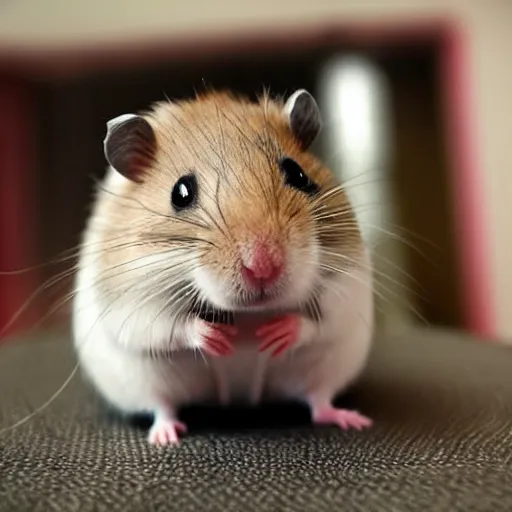 Image similar to a hamster in amogus costume