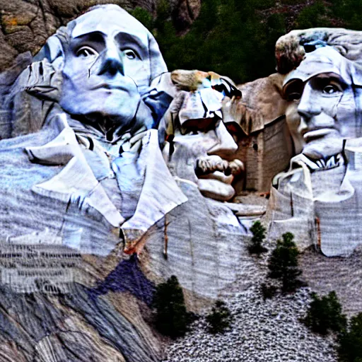 Image similar to mount rushmore with anime girls stone sculptures photographic midday clear lighting