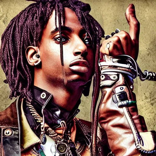 Image similar to playboi carti in steampunk style digital art 4 k the detailed super realistic