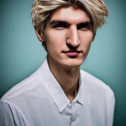 Image similar to really handsome gigachad xqc, portrait photograph : : realistic : : 1 dslr : : 1 - - quality 2