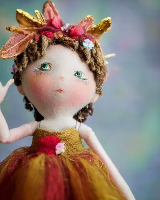 Prompt: high quality presentation photo of a detailed fairy doll in the style of Nicoletta Ceccoli, photography 4k, f1.8 anamorphic, bokeh, 4k, Canon, Nikon