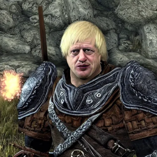 Prompt: Boris Johnson as a character in Skyrim