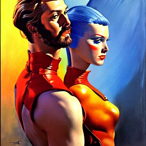 Image similar to portrait soft light, by frank mccarthy and bob peak, inspired by flash gordon, paintbrush, fine,