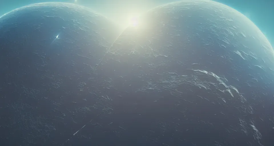 Image similar to very detailed picture of a planet on the horizon, intricate artwork by tooth wu and wlop and beeple, octane render, hyper realism, 8 k