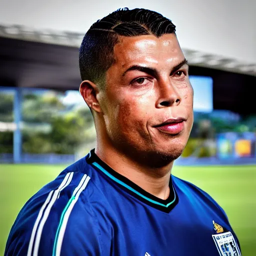 Image similar to ronaldo nazario fenomeno, 3 0, head and shoulders, studio photograph, portrait