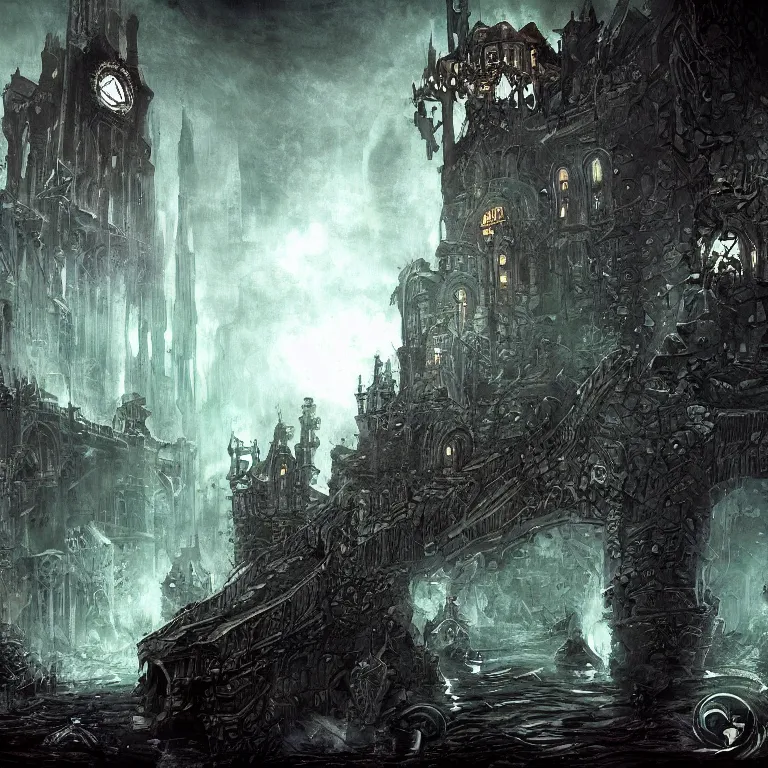 Prompt: the night of doom, despairpunk, dark world, wallpaper fantasy art