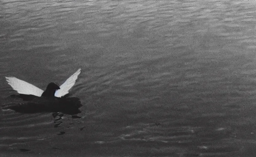 Prompt: black swan detailed by Henri Rousseau, nostalgia, analogue photo quality, blur, unfocus, monochrome, 35mm