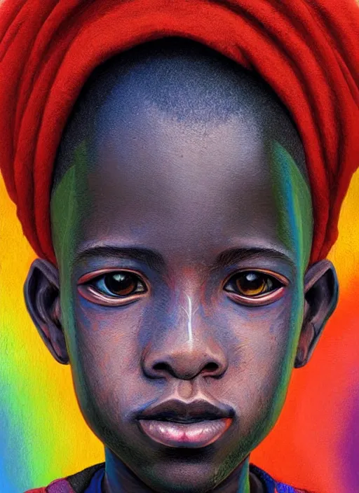 Image similar to colourful upper half portrait of an african boy - art by tenmyouya hisashi, highly detailed, digital painting, illustration, smooth, sharp focus, intricate, symmetry, pinterest, behance, artstation