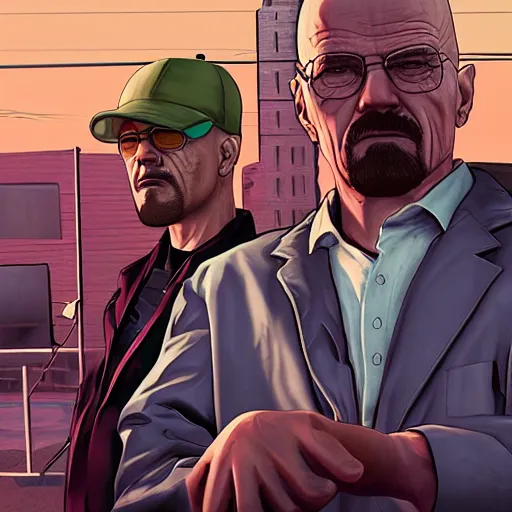 Image similar to Breaking Bad Grant Theft Auto game frontcover, trending on artstation