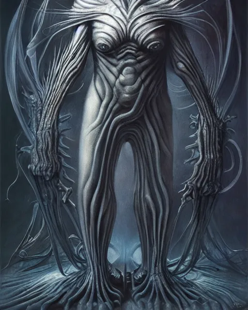 Image similar to monster design, by antonio j. manzanedo, giger, alex grey, android jones, wayne barlowe, trending on artstation