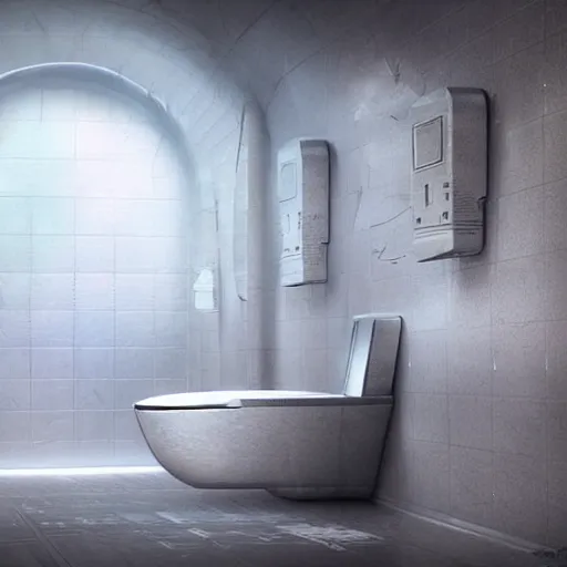 Prompt: hyperrealistic mixed media high resolution painting of a futuristic time traveling toilet, stunning 3d render inspired art by István Sándorfi and Greg Rutkowski and Unreal Engine, perfect symmetry, dim volumetric lighting, 8k octane beautifully detailed render, post-processing, extremely hyper-detailed, intricate, epic composition, highly detailed attributes, highly detailed atmosphere, cinematic lighting, masterpiece, trending on artstation, very very detailed, masterpiece, stunning, flawless structure, lifelike texture, perfection,