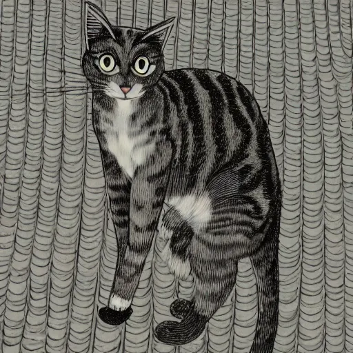 Image similar to cat standing on two feet, manga, junjo ito