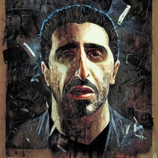 Prompt: Serj Tankian from System of a down by Dave McKean