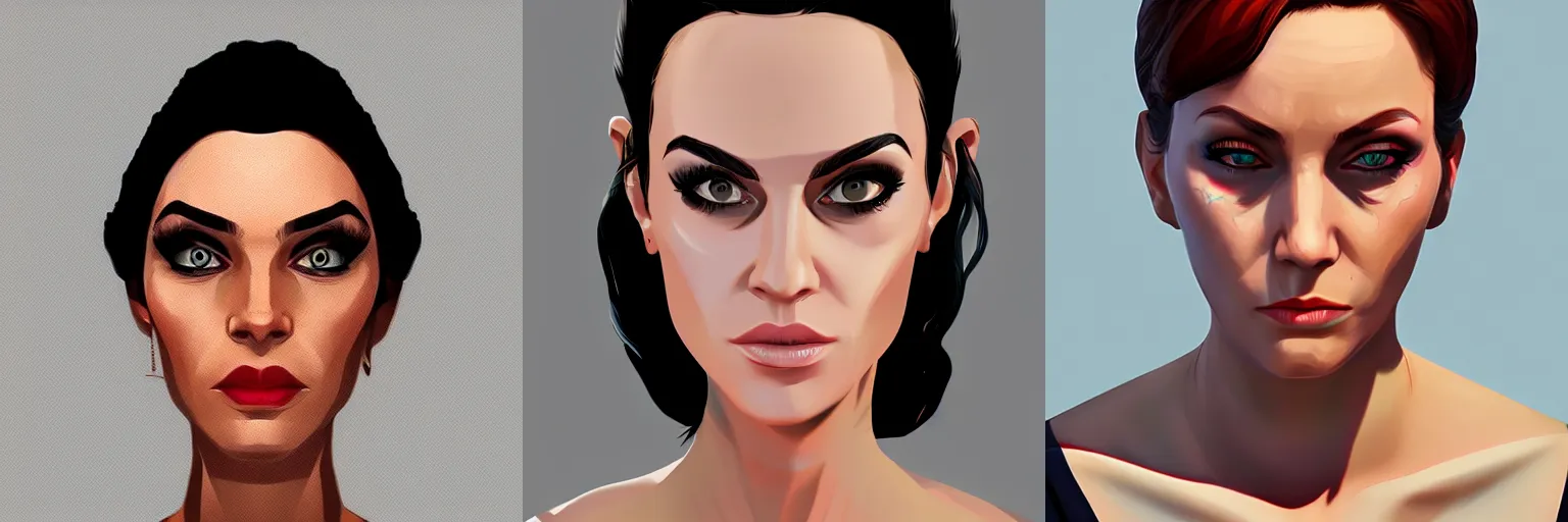 Prompt: portrait of a woman, gta style, artstation, trending on artstation, cel - shading, by aaron garbut, stephen bliss, anthony macbain