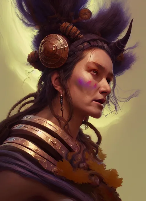 Image similar to side portrait, female troll shaman, gloomhaven, organic painting, hard edges, luminescent, octane render, by greg manchess, huang guangjian, gil elvgren, sachin teng, greg rutkowski, jesper ejsing, rhads, ilya kuvshinov, cushart krenz