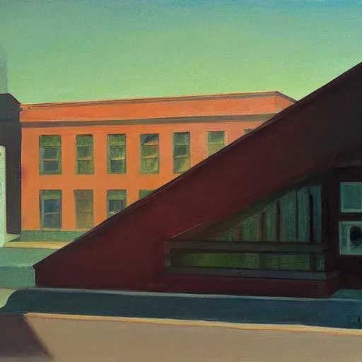 Prompt: painting of the end of the world in the style of Edward Hopper