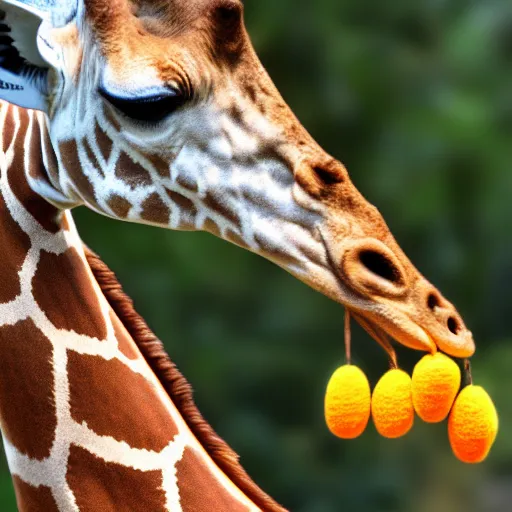 Image similar to giraffe with white feathers and orange bill