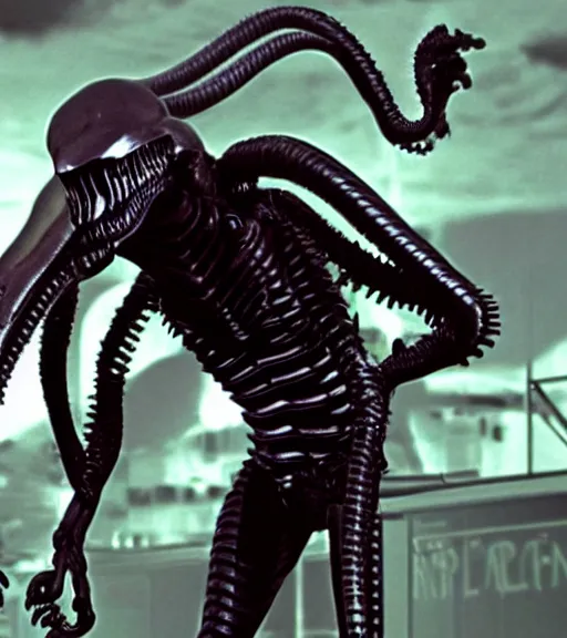 Image similar to a xenomorph music video by aphex twin