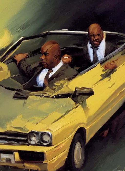 mr. moseby behind wheel, convertable crashing, Stable Diffusion