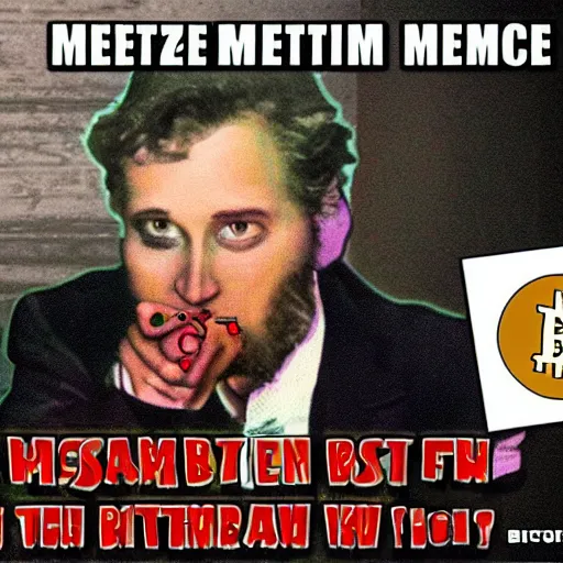 Image similar to meme character eating bitcoin