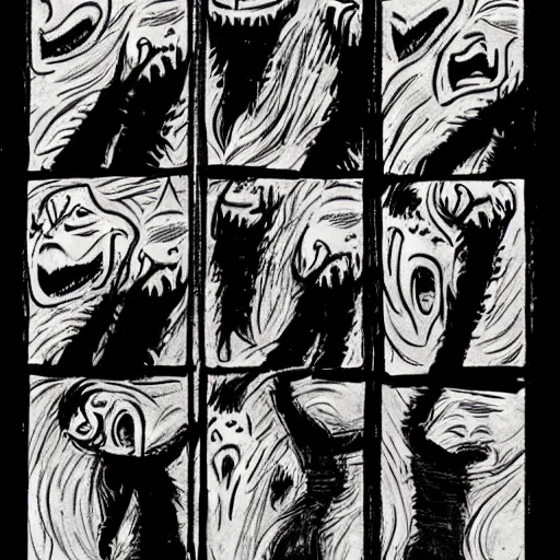 Image similar to munch's scream in the style of heavy metal comics
