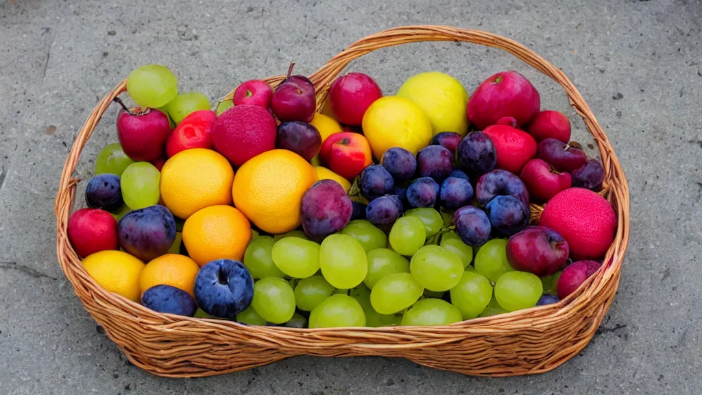 Image similar to a basket of fruites aperture f / 1 4