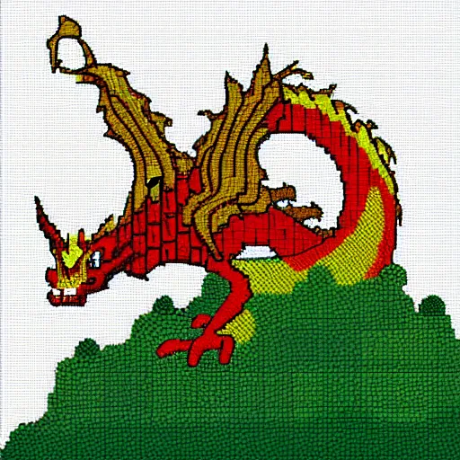 Image similar to dragon spit fire, pixel art 8 x 8 size.