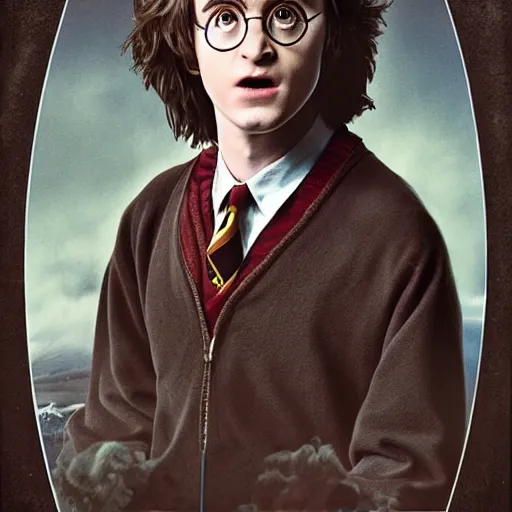 Prompt: A portrait of Harry Potter mixed with John Lennon, highly detailed, 8k