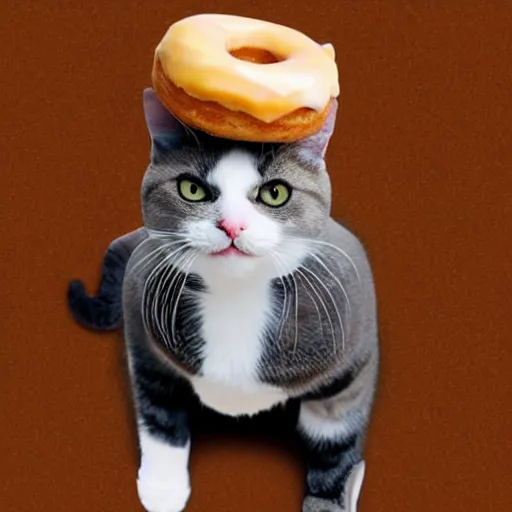 Prompt: Cat in a suit eating a donut