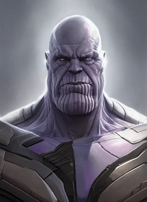 Prompt: Thanos wearing a light grey suit, elegant, digital painting, concept art, smooth, sharp focus, illustration, from StarCraft by Ruan Jia and Mandy Jurgens and Artgerm and William-Adolphe Bouguerea