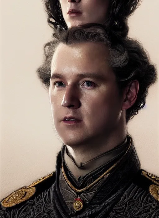 Prompt: portrait of supreme leader jean charest, royalty, extravagant, lord, full body, military uniform, fantasy, intricate, elegant, beautiful, highly detailed, charcoal, centered, dark, smokey, digital painting, artstation, concept art, art by artgerm and greg rutkowski and alphonse mucha