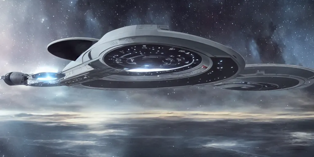 Image similar to john travolta is the captain of the starship enterprise in the new star trek movie, vfx