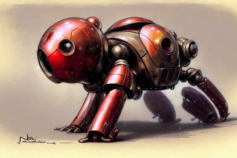 Image similar to adventurer ( ( ( ( ( 1 9 5 0 s retro future robot tachikoma. muted colors. ) ) ) ) ) by jean baptiste monge!!!!!!!!!!!!!!!!!!!!!!!!! chrome red