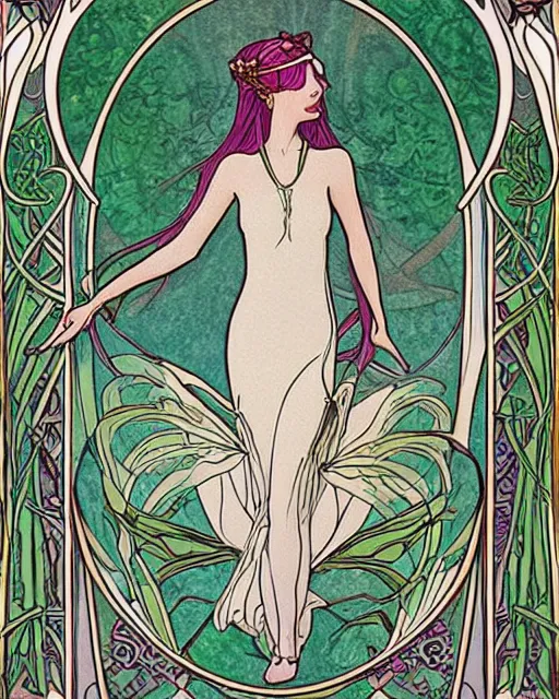 Image similar to an elf princess in art nouveau