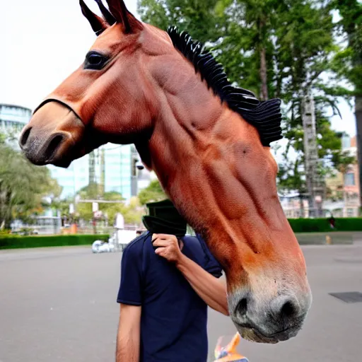 Image similar to man wearing horse head mask