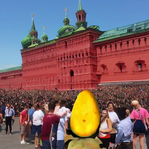 Image similar to photo giant mango standing on red square