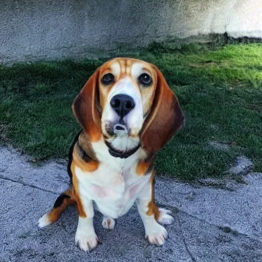 Prompt: photo of gigantic beagle similar size as godzilla