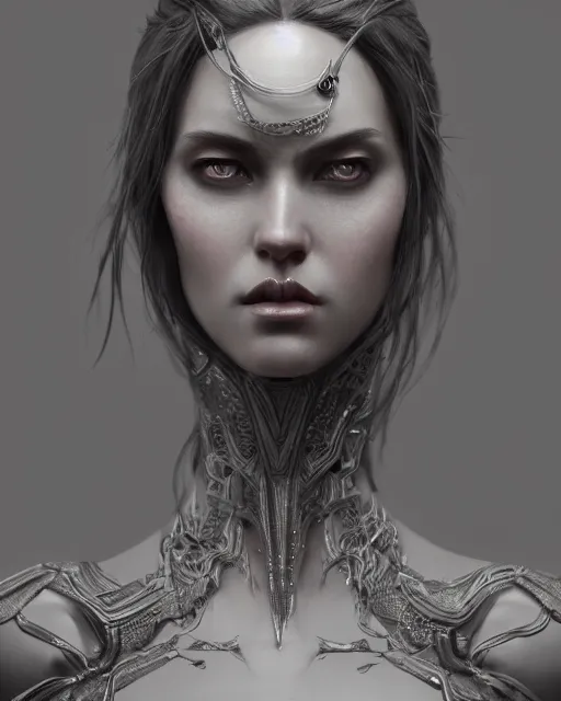 Image similar to female antagonist, accurate details, detailed face, dramatic, intricate, elegant, highly detailed, digital painting, artstation, concept art, sharp focus, illustration, art by Gustave Dore, octane render