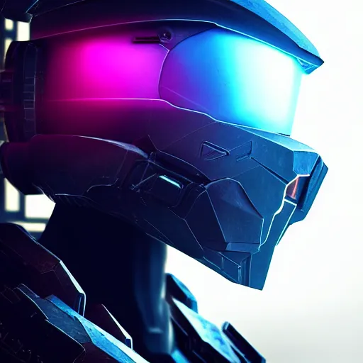 Image similar to cyberpunk halo helmet on space, close shot, reflection, epic, dramatic, cinematic, award winning, ultra detailed, realistic, 8k,