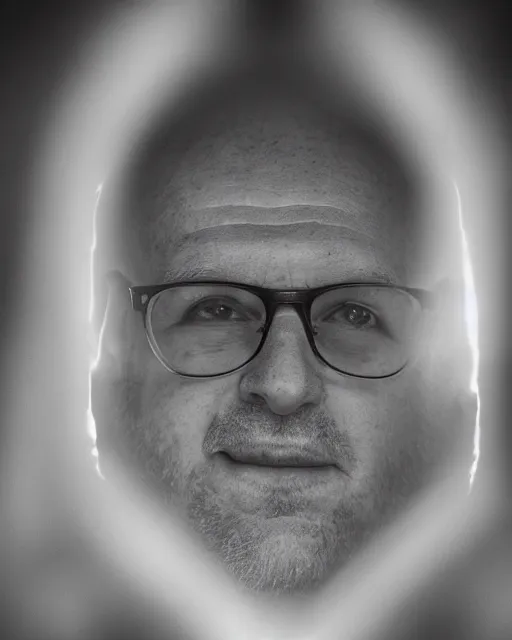 Image similar to joel glazer is the devil reincarnate, owner of manchester united football club, portrait, pure evil, devils horns, joel glazer, hell, 8 5 mm lens, photo realistic, symmetrical face, cinematic lighting