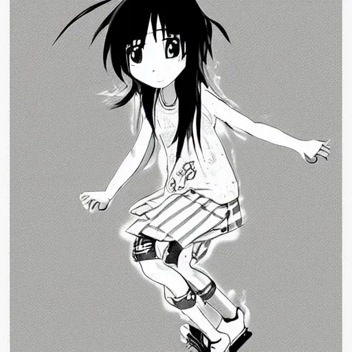 Prompt: skater girl nazo no kanojo x by ueshiba riichi illustration, highly detailed