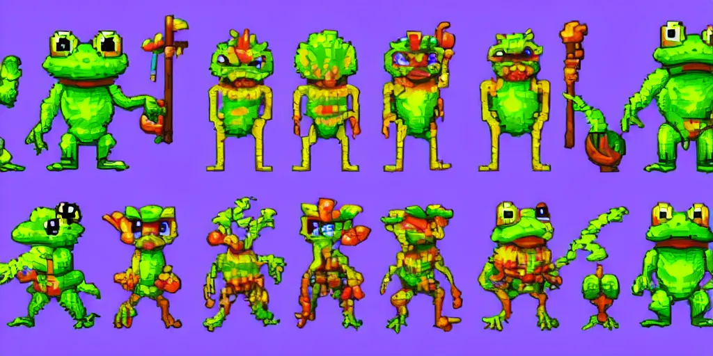 frog cartoon, pixelart 32x32 