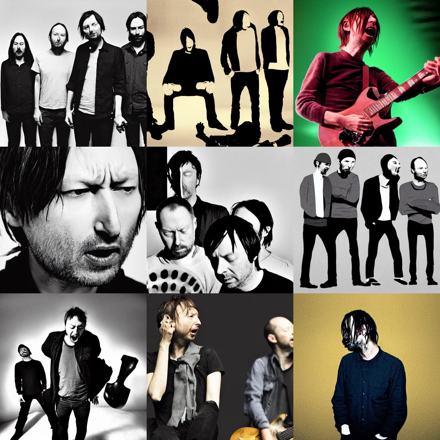 Prompt: Radiohead having a breakdown