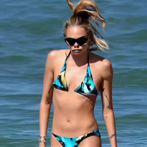 Image similar to cara delevigne in bikini with hairy armpits