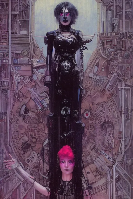 Image similar to full length portrait of alexa demie as a gothic cyberpunk by lawrence alma tadema and zdzislaw beksinski and norman rockwell and jack kirby and tom lovell and greg staples