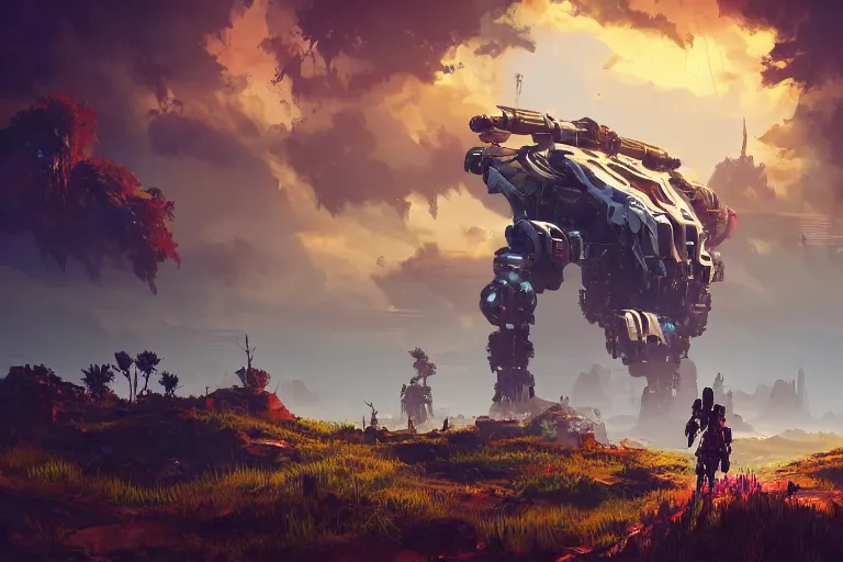 Image similar to stalker machine mecanical creature robot of horizon forbidden west horizon zero dawn radiating a glowing aura global illumination ray tracing hdr fanart arstation by ian pesty and alena aenami artworks in 4 k