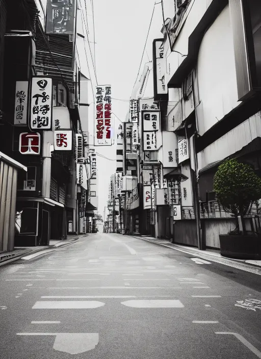 Image similar to weird streets of tokyo where no tourists are allowed, photorealistic, canon r 3, symmetry, octane render, unreal engine, dramatic lights