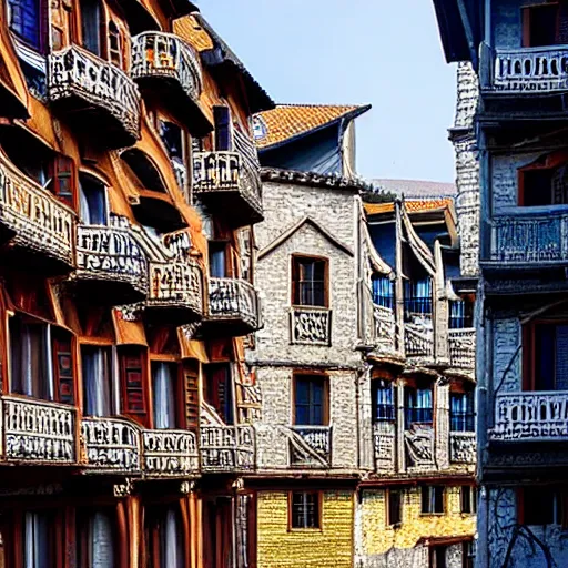 Image similar to Mystic city with many balconies in feudal europe