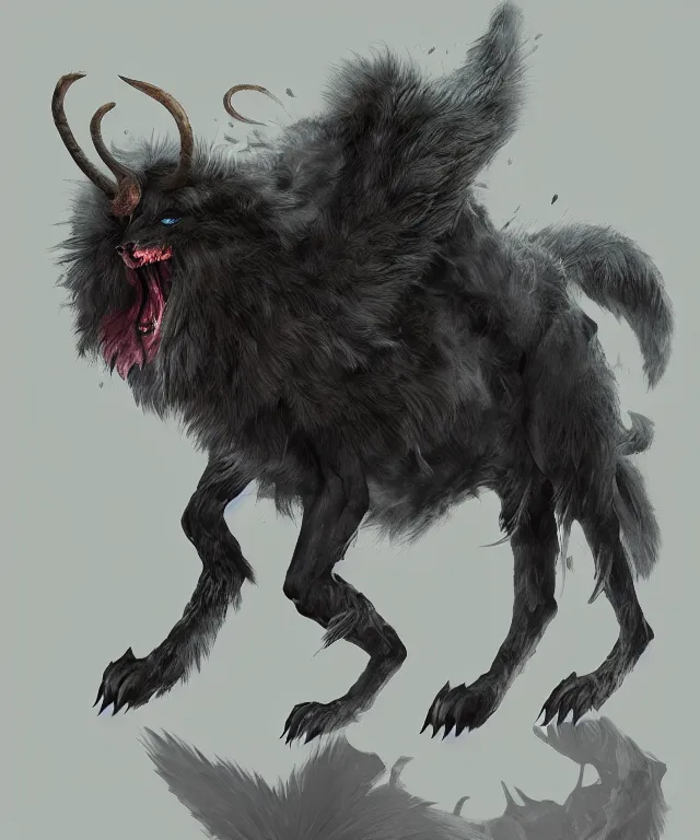 Prompt: a mythical creature covered in fur and spitting caustic acid, fantasy, elegant, digital painting, artstation, concept art, matte, sharp focus, illustration, art by koyoharu gotouge